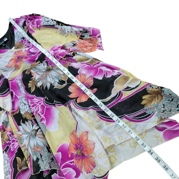 Antthony Kimono Tunic Top‎ Womens Small Floral Japanese Lotus Wrap V Neck Spring - Picture 14 of 14
